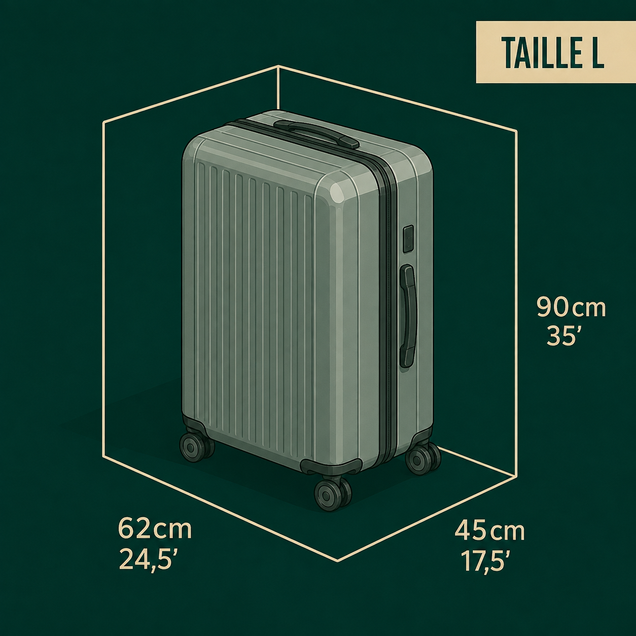 Exemple de capacité du casier L avec une valise de soute